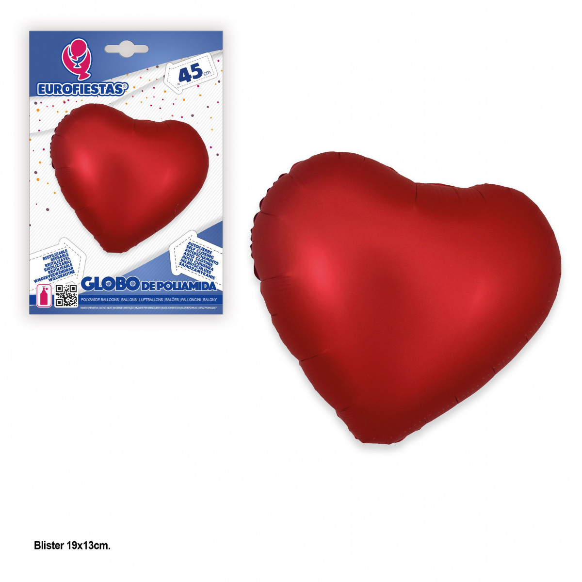 Ballon aluminium coeur 45cm rouge mat