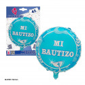 Ballon aluminium rond mon baptême bleu 45cm