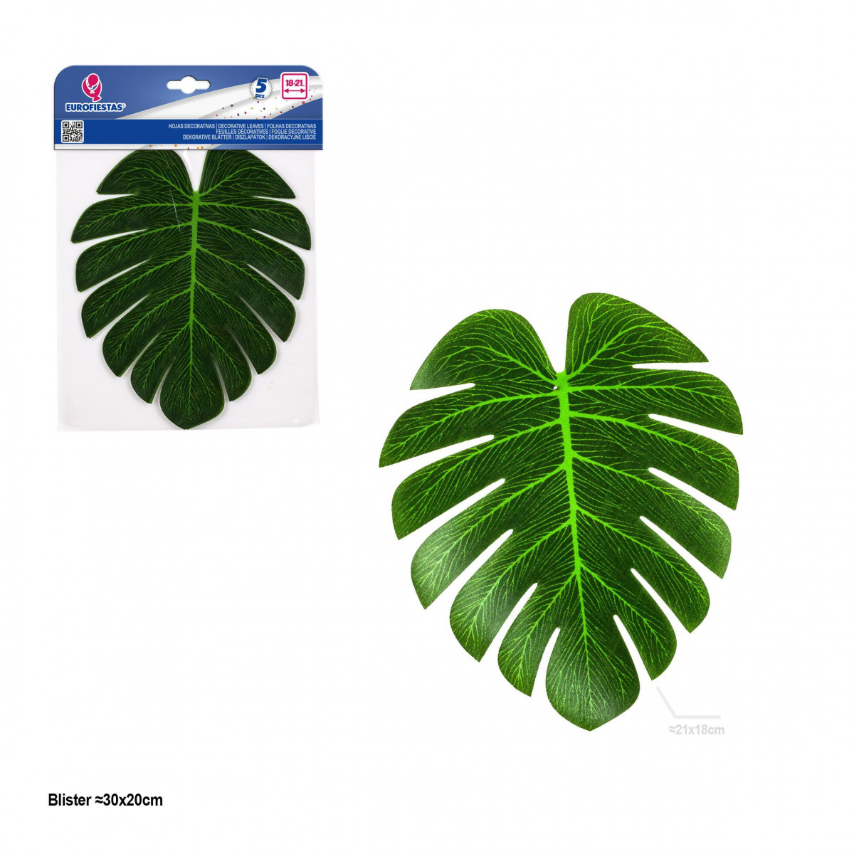 Feuille décorative tropicale 21cm 5pcs