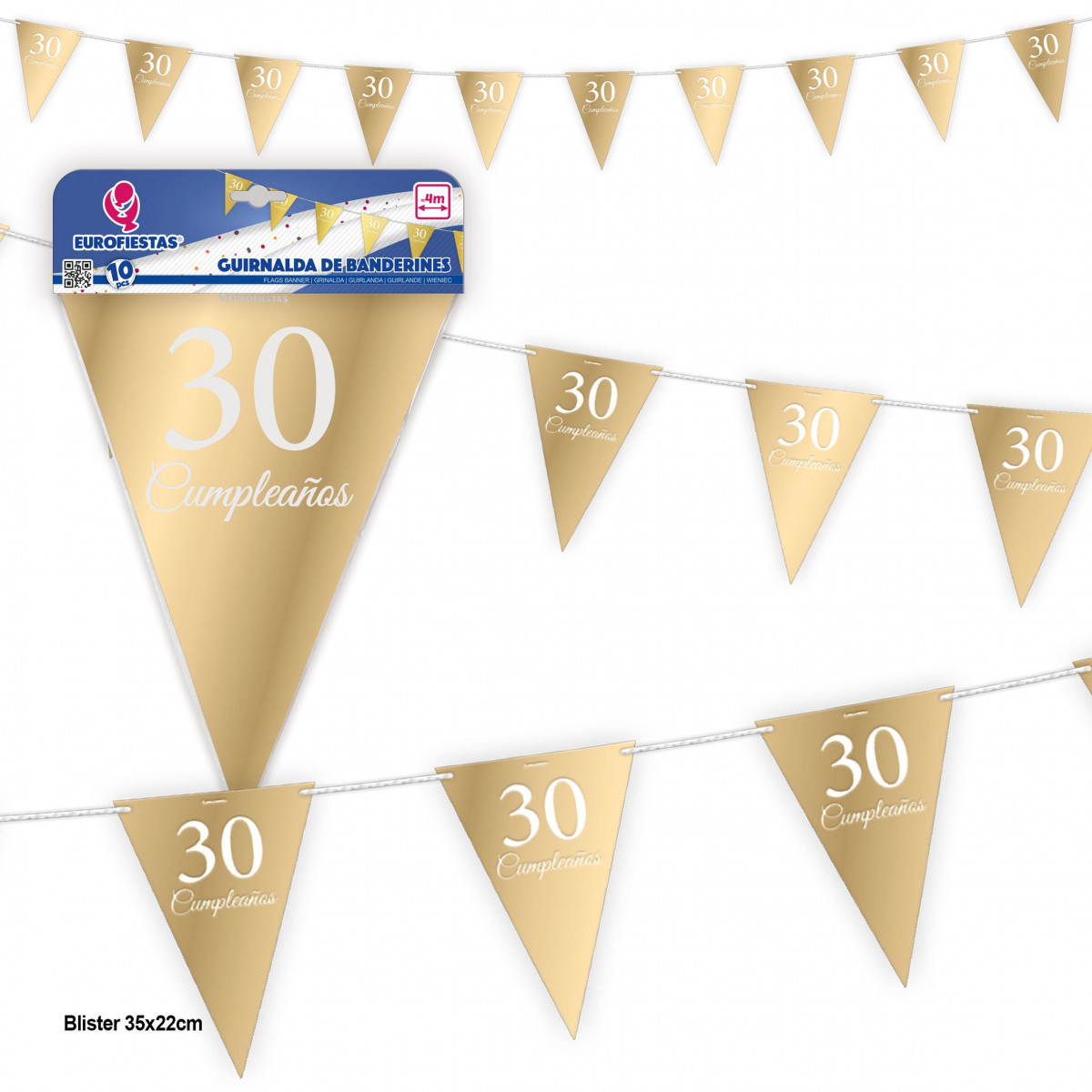 Guirlande de fanions collection or 30e anniversaire