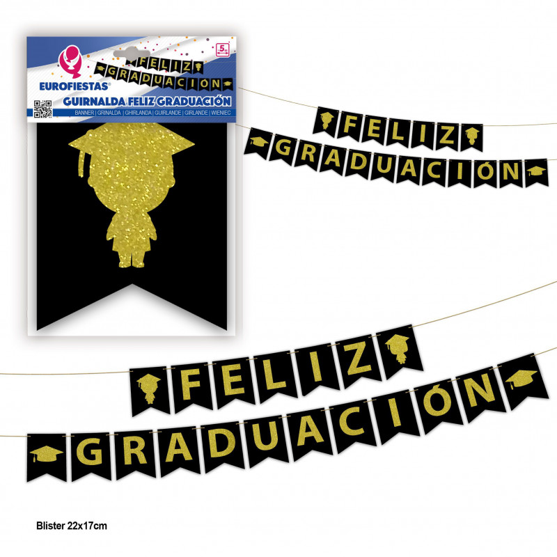 Guirlande happy graduation lettres or brûlées