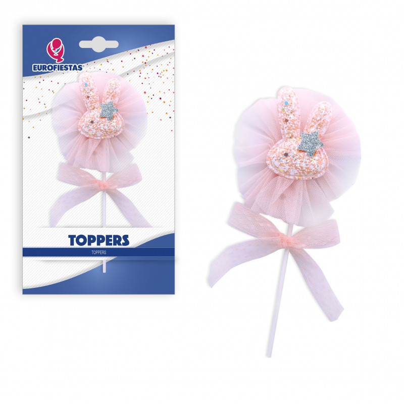 Topper lapin à paillettes roses