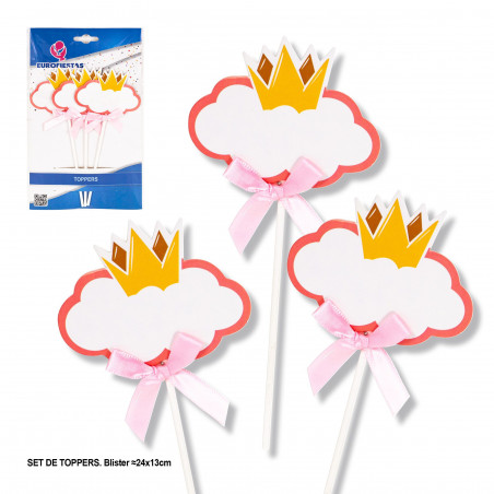 Toppers de nuage de couronne rose