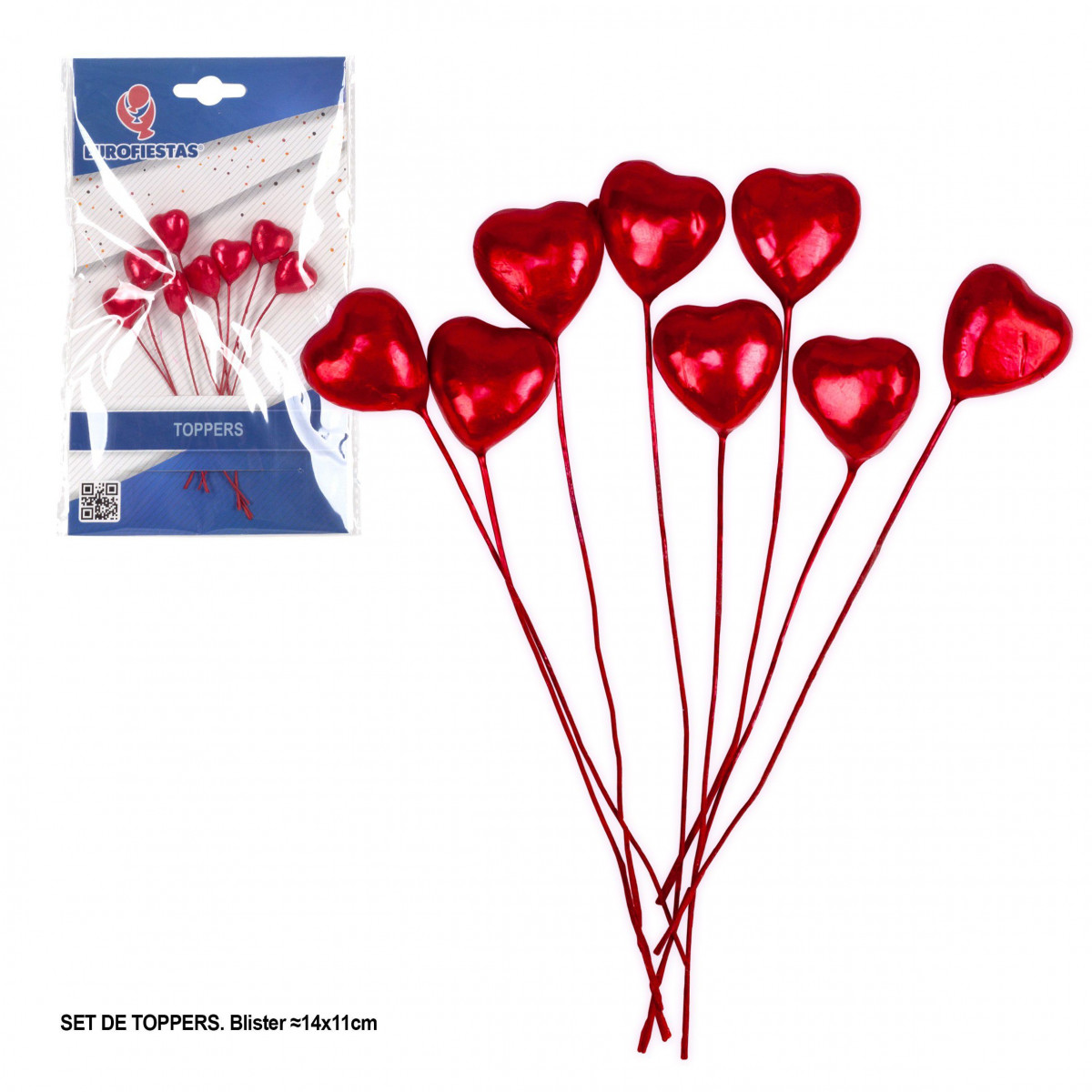 Toppers coeurs rouges 11cm 8pcs