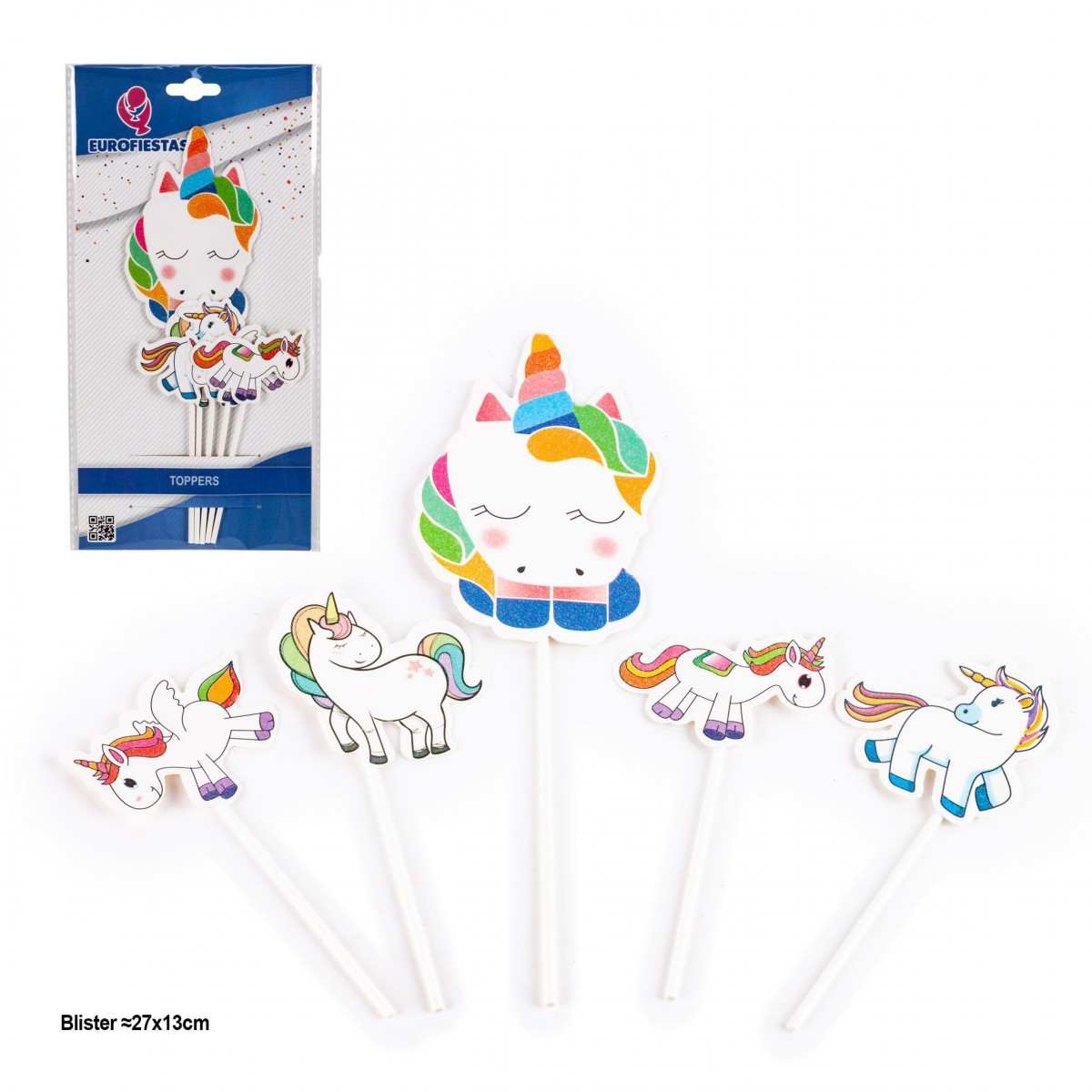 Topper licorne couleurs vives 5pcs