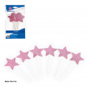 Décoration étoile pailletée rose 6pcs