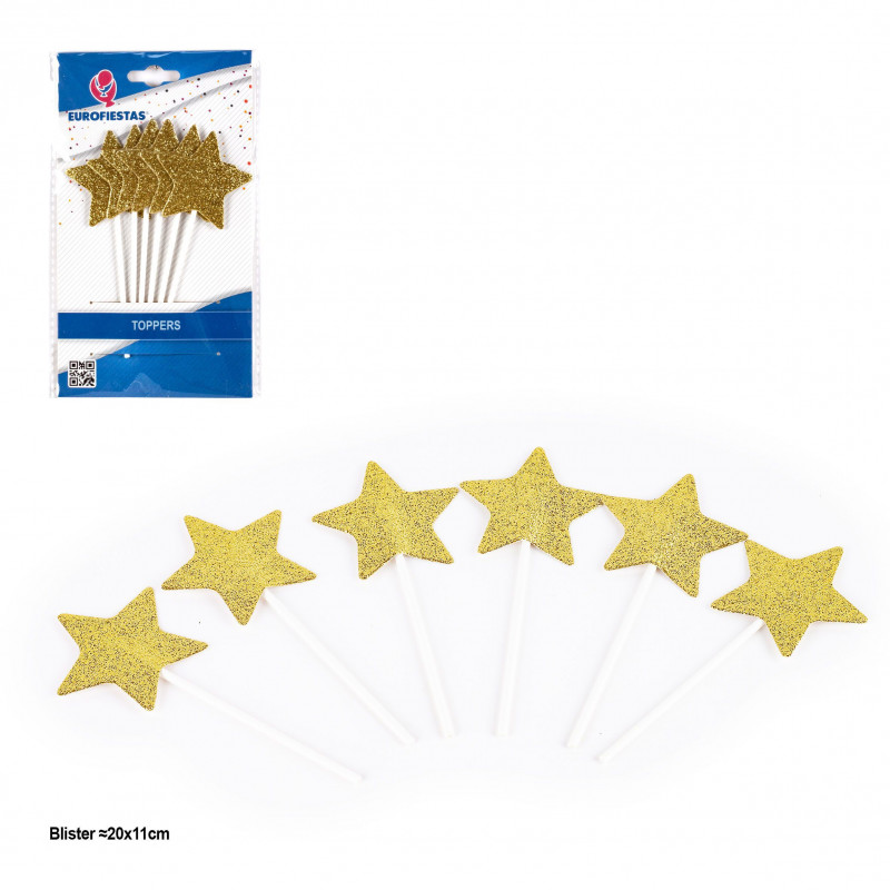 Décoration étoile à paillettes dorées 6pcs