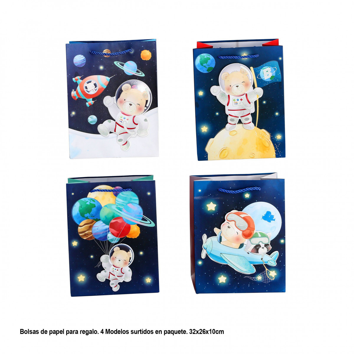 Sac cadeau 3d astronaute ours 320x260x100mm 4ms