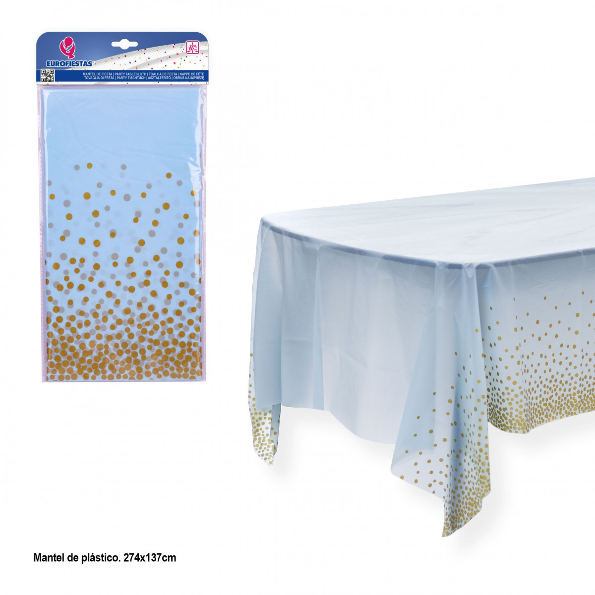 Nappe à pois or rose 274x137cm