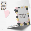 Carte de voeux coeurs je t aime plus chaque jour or