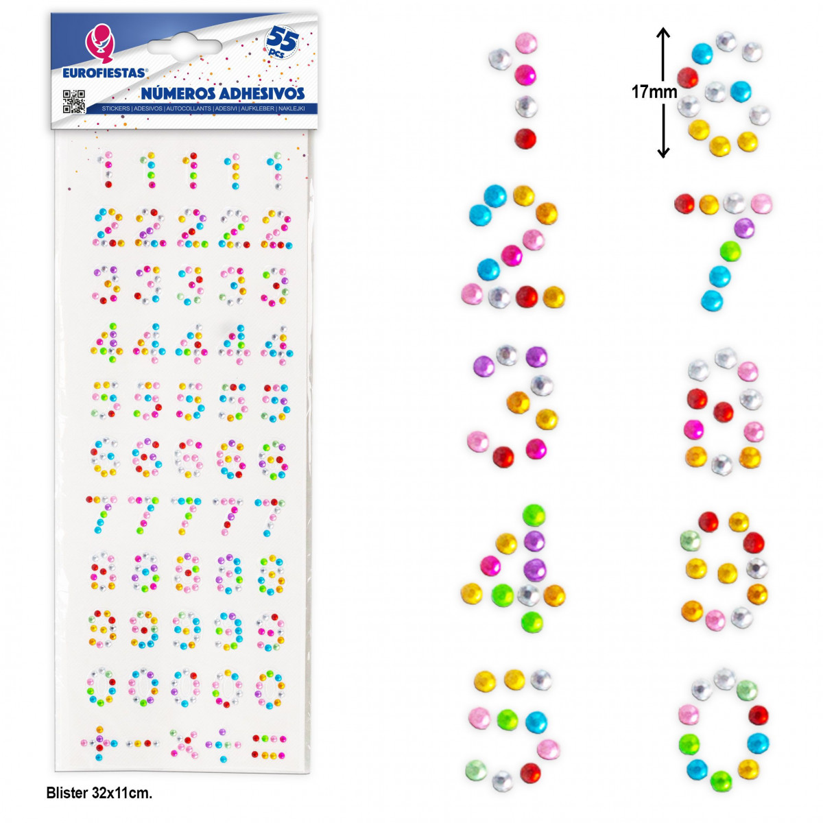 50 numéros adhésifs colorés