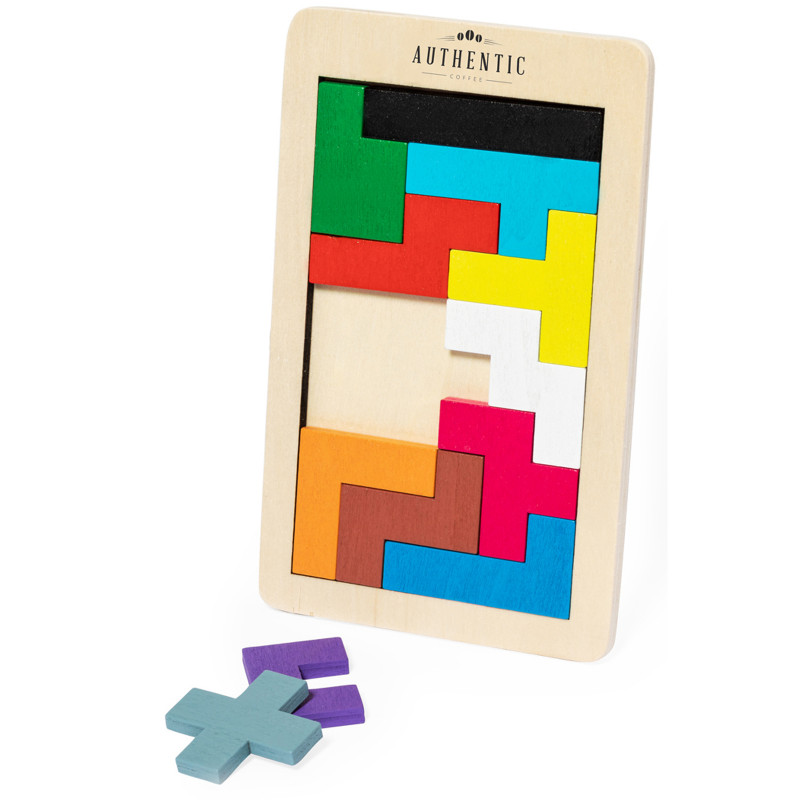 Puzzle Tetris en bois avec pièces colorées