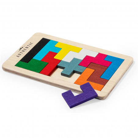 Puzzle Tetris en bois avec pièces colorées