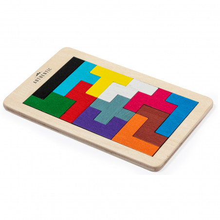 Puzzle Tetris en bois avec pièces colorées