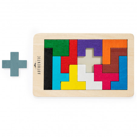 Puzzle Tetris en bois avec pièces colorées