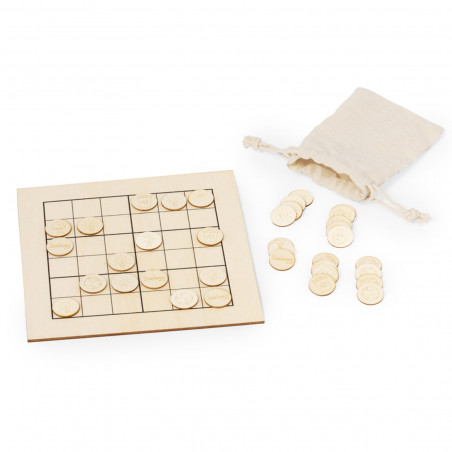 Sudoku en bois avec sachet kraft et autocollant personnalisé