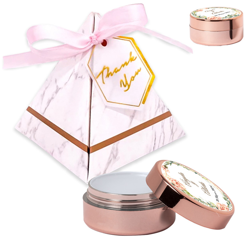 Gloss à lèvres personnalisé présenté dans une boîte pyramidale décorative