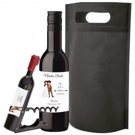 Bouteille de vin tire bouchon de mariage personnalisée avec sac cadeau