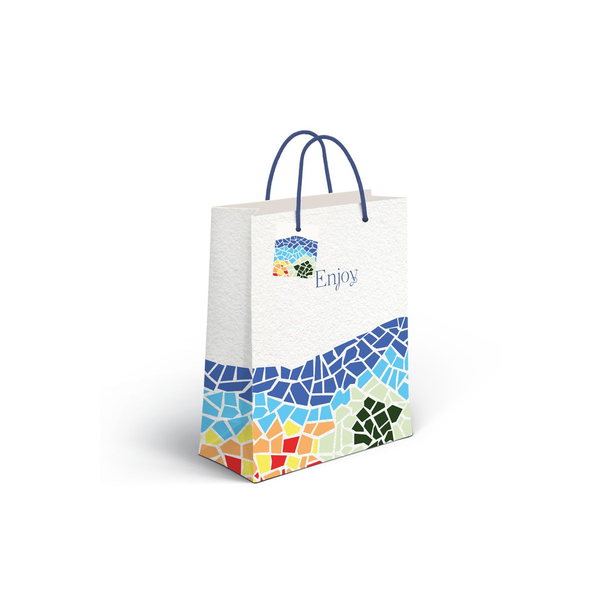 Sac en papier à motif mosaïque colorée pour plus de détails