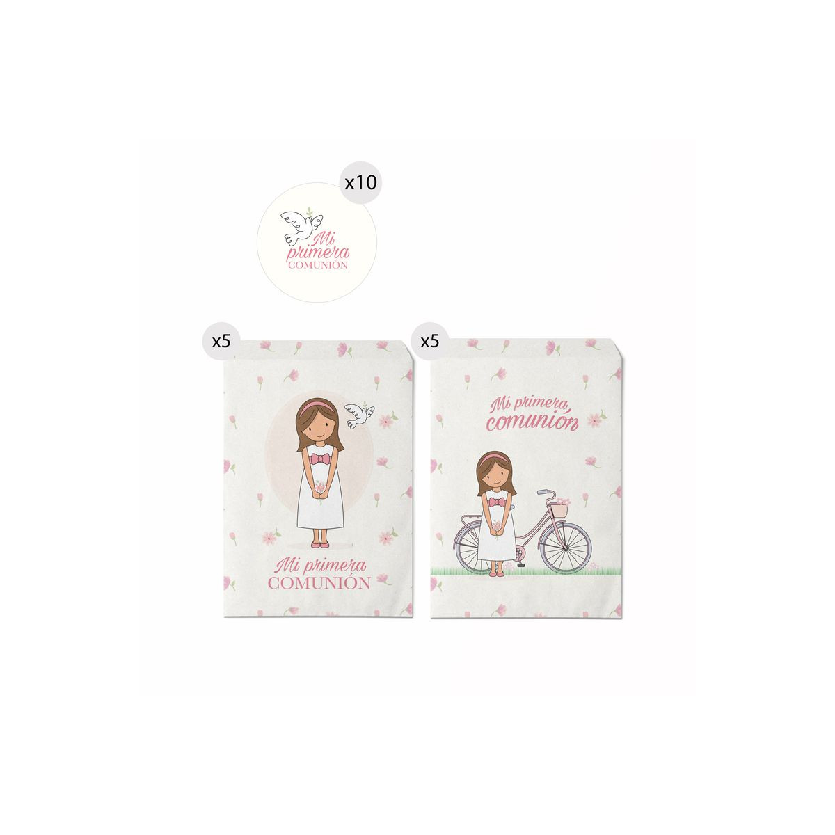 Lot de 10 enveloppes en papier format 13x16 pour cadeau communion fille