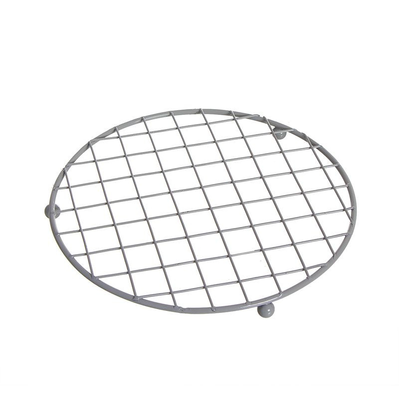 Dessous de plat en métal gris avec grille