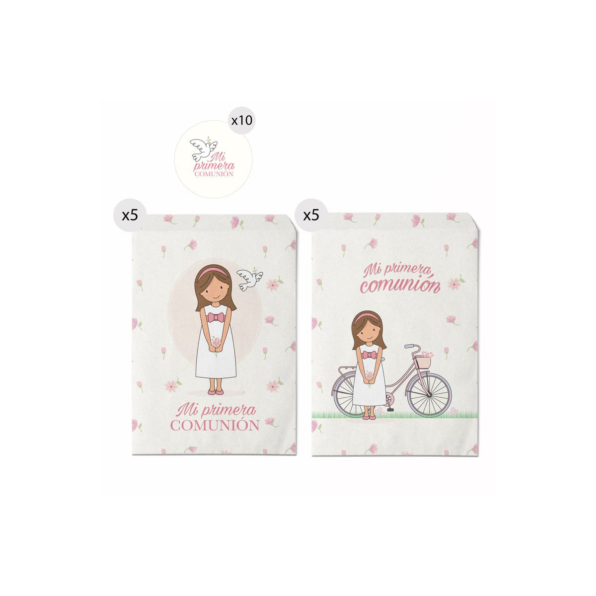 Lot de 10 enveloppes en papier format 16x24 pour cadeau communion fille