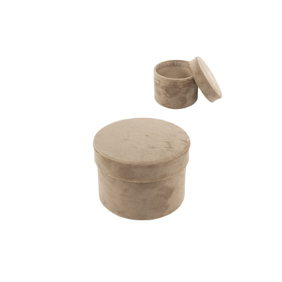 Boîte cylindrique en velours beige pour cadeaux et détails d'événements