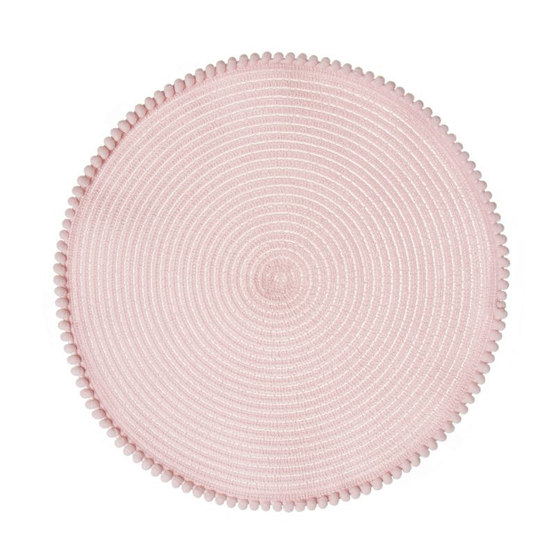 Dessous de plat individuel rond rose à pompons