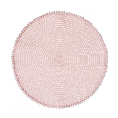 Dessous de plat individuel rond rose à pompons