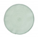 Dessous de plat individuel rond en tissu vert d'eau avec pompons