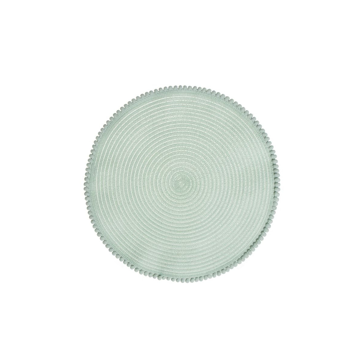 Dessous de plat individuel rond en tissu vert d'eau avec pompons