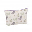 Trousse de toilette en coton avec fermeture éclair motif papillon