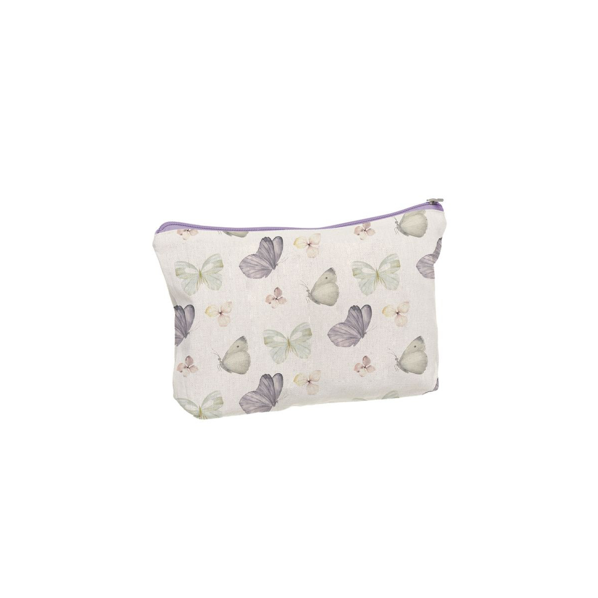 Trousse de toilette en coton avec fermeture éclair motif papillon