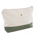 Trousse de toilette en coton vert bicolore