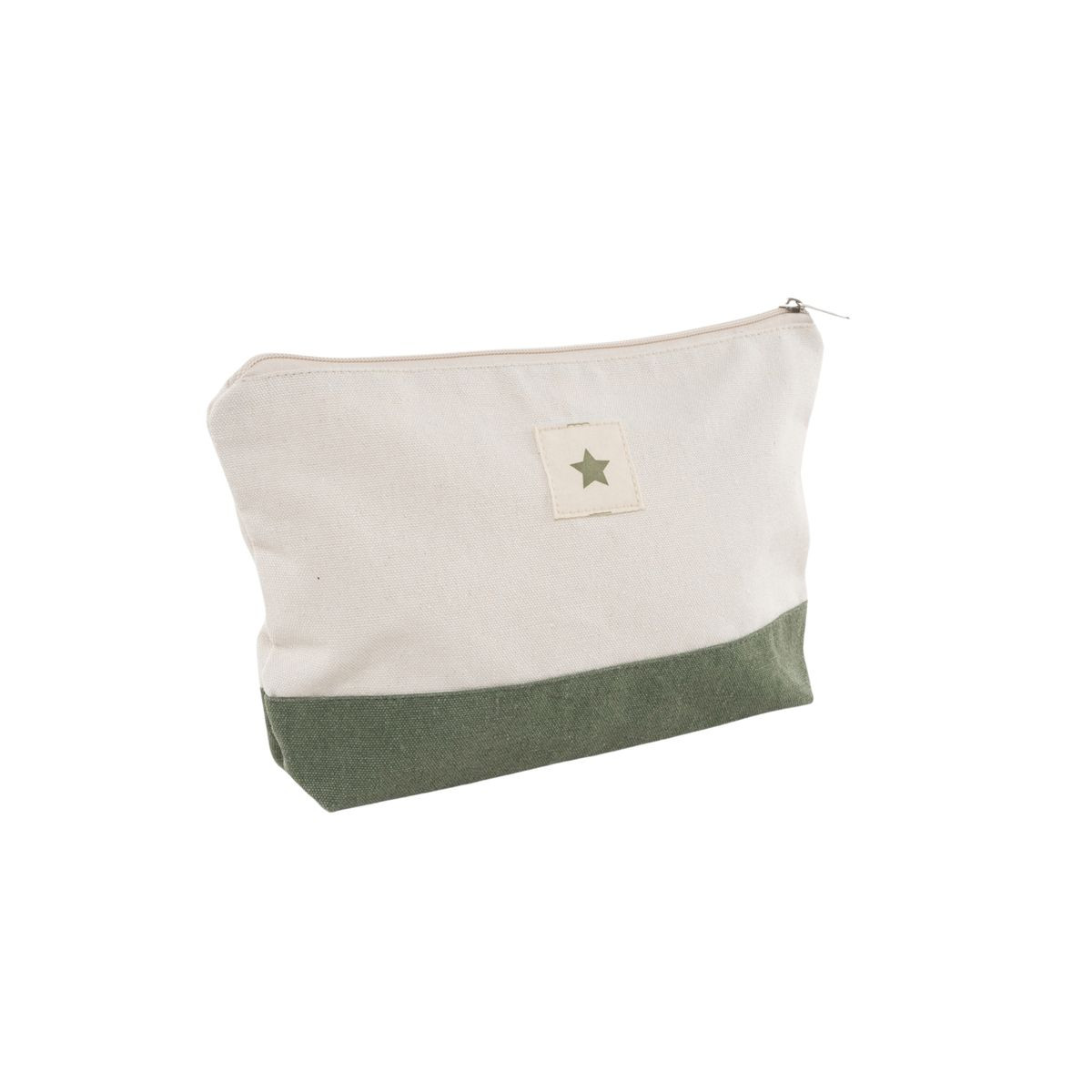 Trousse de toilette en coton vert bicolore