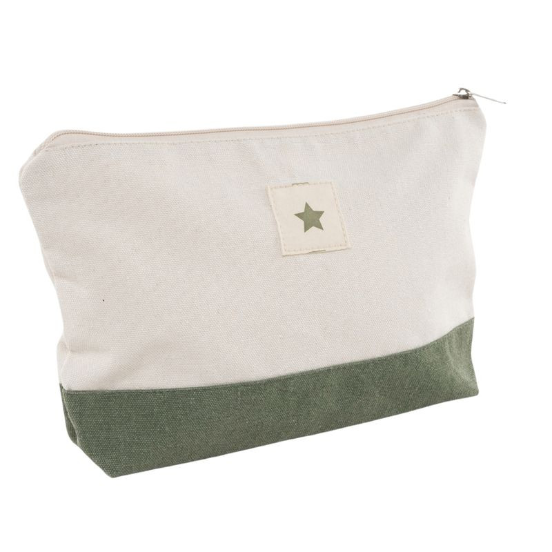 Trousse de toilette en coton vert bicolore