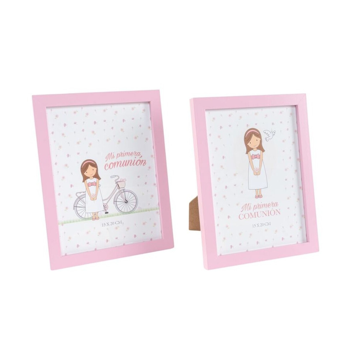 Cadre photo rose 15x20 pour communion de filles