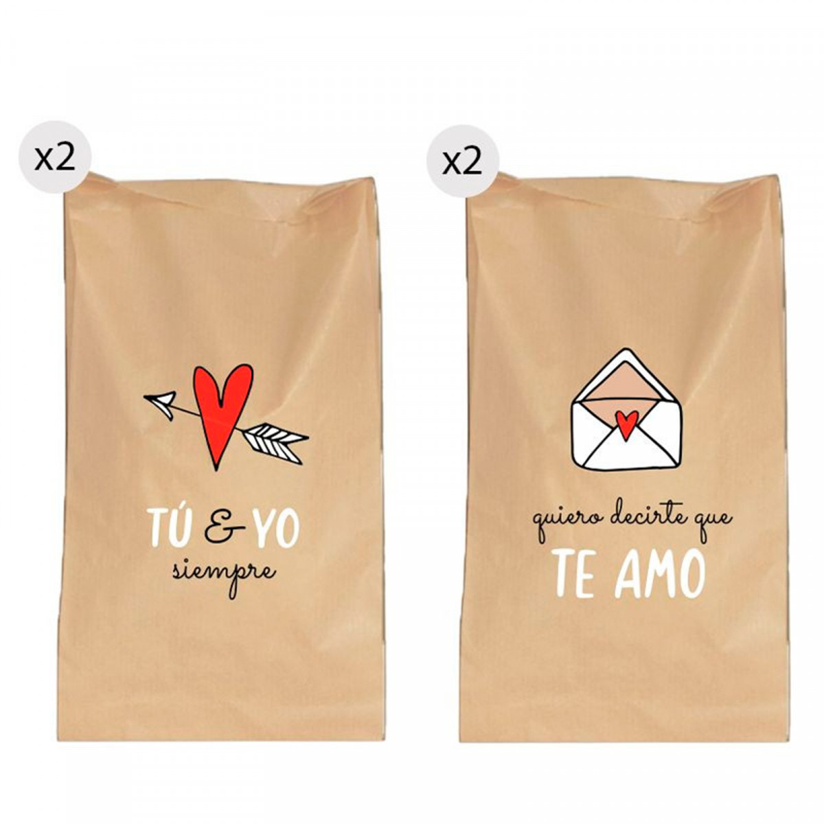 Enveloppes pour détails avec phrases d'amour en paquet de 4 unités