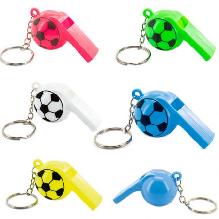 Pack de 5 porte-clés sifflet jouet coloré avec ballon de football pour enfants - Porte-clés Pito Ball (pack 5 pièces)