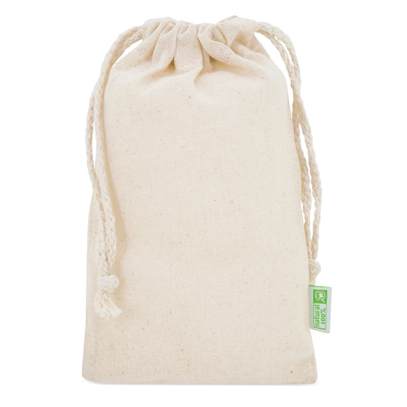 Sac en coton pour présentation de détails en couleur naturelle 13x21