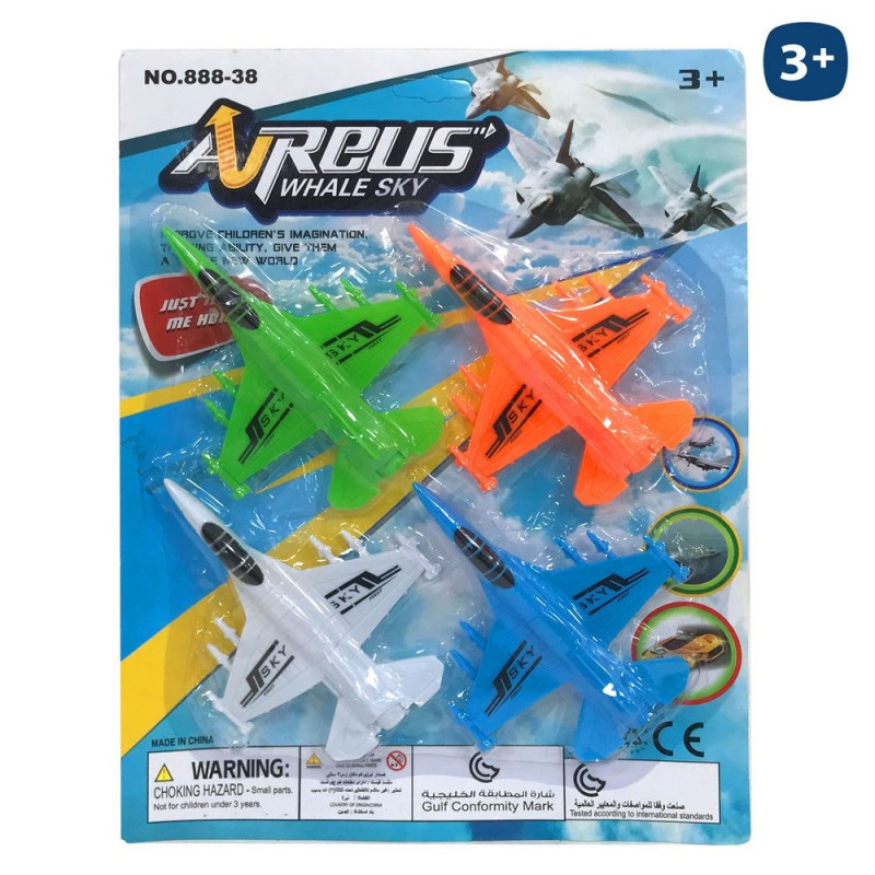 Avions de combat jouets en blister de 4 unités