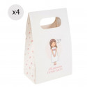 Lot de 4 boîtes en carton avec poignée pour cadeaux de communion fille