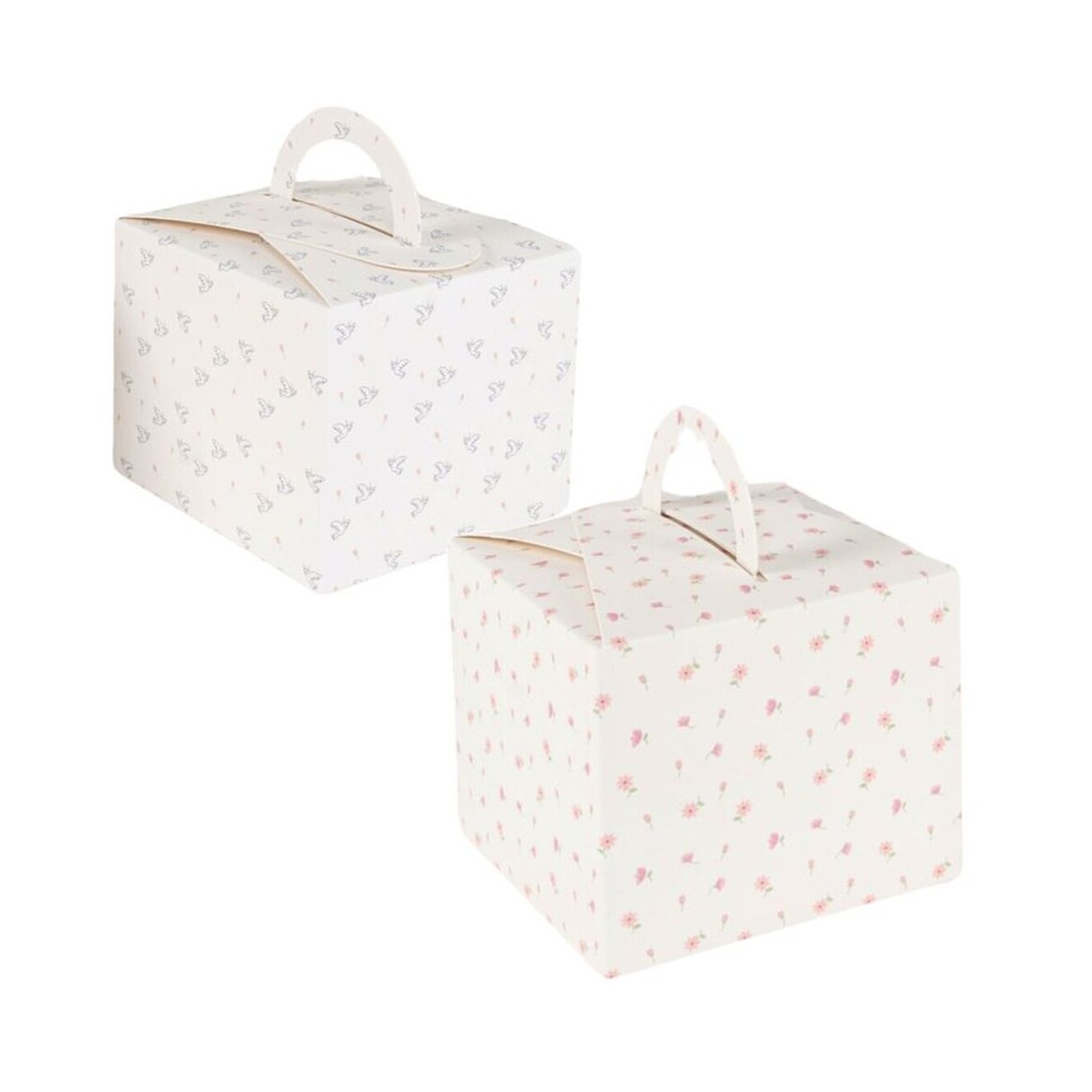 Lot de 4 boîtes carrées avec poignées pour cadeaux de communion fille