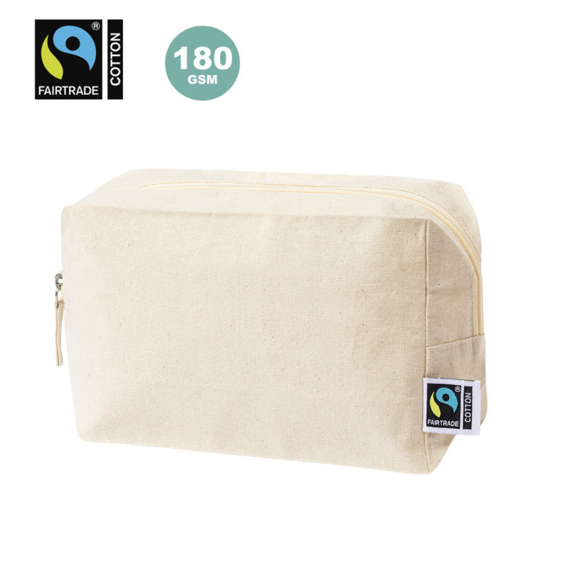 Trousse de toilette 100 % coton avec fermeture éclair et certification Fairtrade