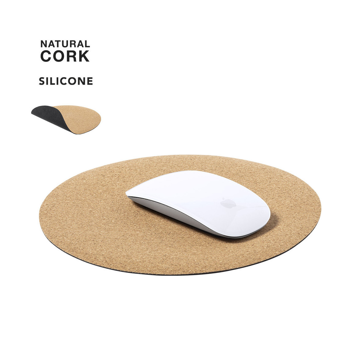 Tapis de souris d'ordinateur en liège de couleur naturelle à offrir en cadeau - Tapis de sujet