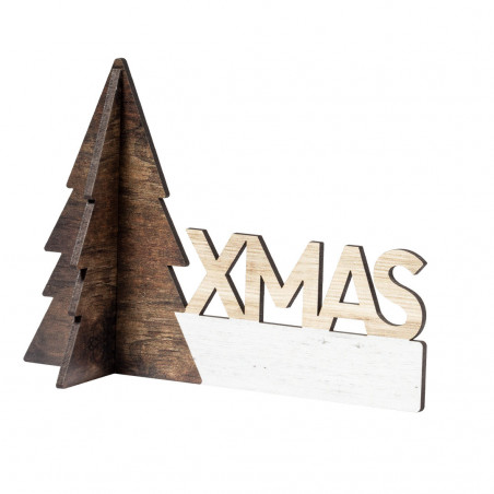 Décoration de Noël en bois bicolore pour table - Ornement Gemind