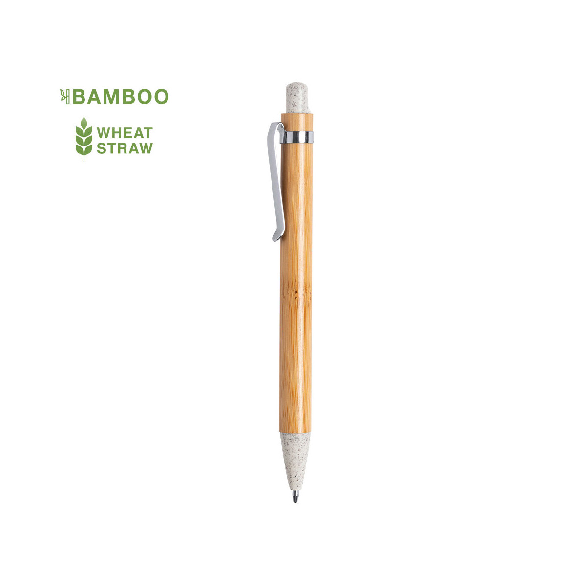 Stylo en bambou et canne de blé avec bouton poussoir à offrir - Stylo Trépol