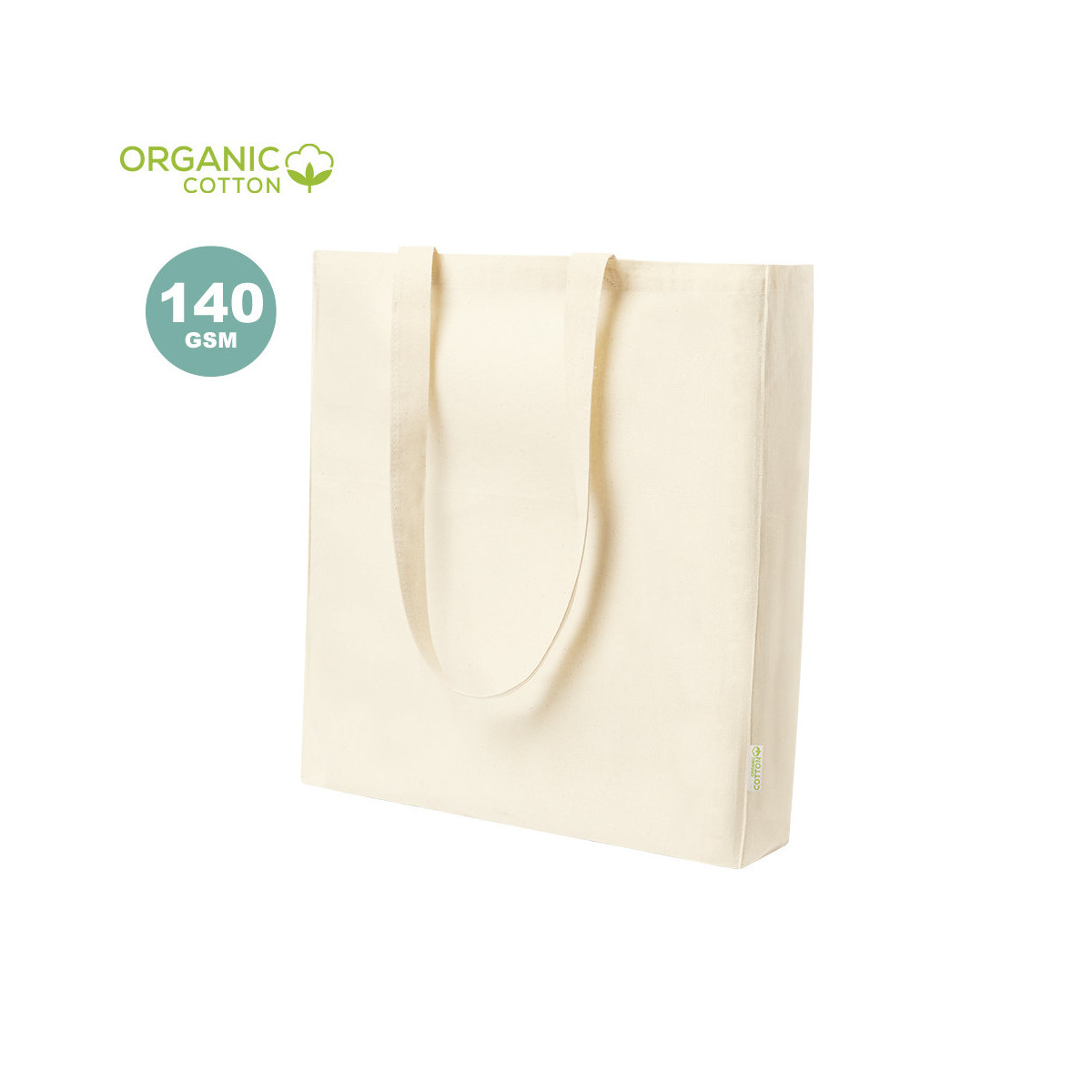 Sac en coton bio couleur naturelle avec anses longues à offrir en cadeau - Sac Casim