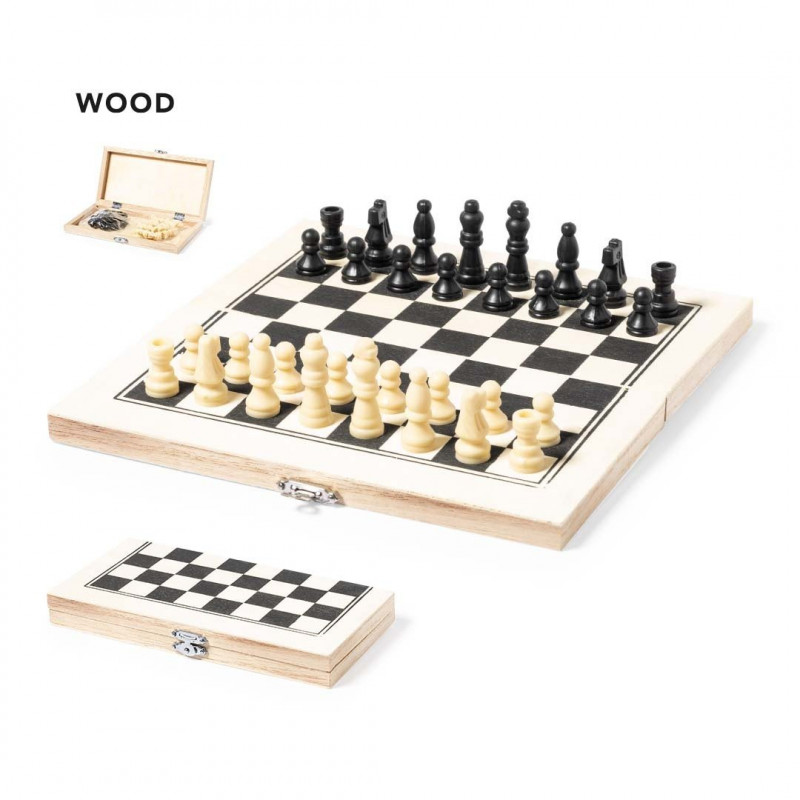 Échecs pliants en bois naturel à offrir