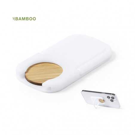 Support téléphone portable multifonction avec pièce de monnaie en bambou intégrée - Assistance Farty